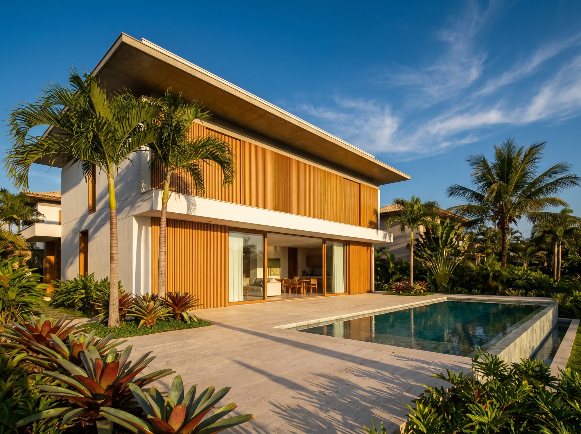 Casa de exemplo com piscina e jardim tropical